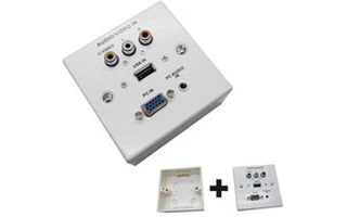Placa de pared VGA+Jack3.5+USB2.0+3xRCA con caja, blanco