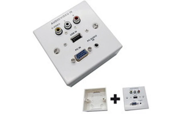 Placa de pared VGA+Jack3.5+USB2.0+3xRCA con caja, blanco