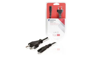 Cable de alimentación CEE 7/16 (euroconector) - IEC-320-C7 de 2,00 m en negro
