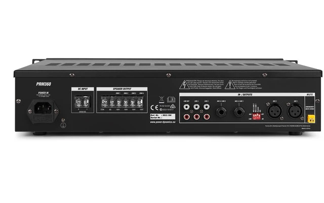 Power Dynamics PRM360 100V 6-CH Mixer-Amplifier 4-Zone 360W