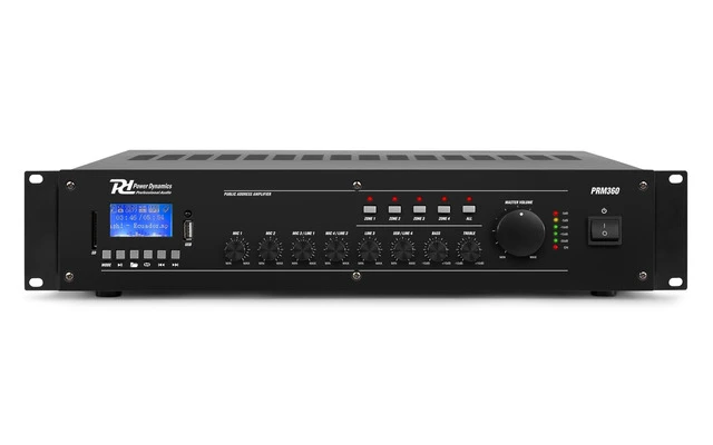 Power Dynamics PRM360 100V 6-CH Mixer-Amplifier 4-Zone 360W