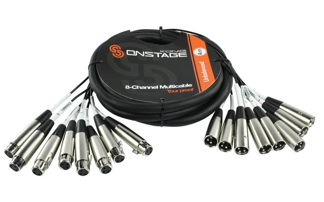 Multicable XLR Hembra > XLR Macho, 8 canales, 4 metros, OnStage