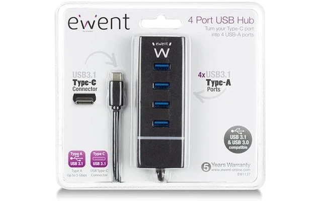eWent HUB USB 3.1 - 4 Puertos - USB-c
