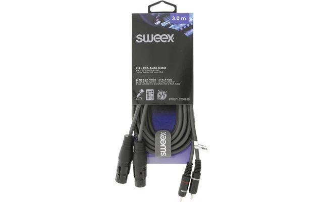2x Cable XLR Estéreo de 3 Pines Hembra - 2x RCA Macho de 3,0 m Gris Oscuro