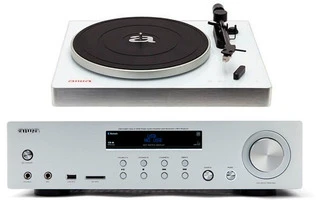 Aiwa AMU 120BT Plata + APX 680BT Giradiscos USB Bluetooth Blanco
