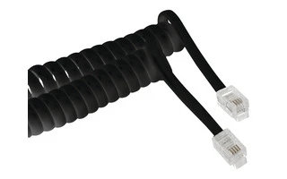 Cable espiral para auricular RJ10 macho RJ10 macho 2,00m negro - Valueline VLTP90100B20