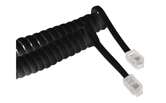 Cable espiral para auricular RJ10 macho RJ10 macho 2,00m negro - Valueline VLTP90100B20