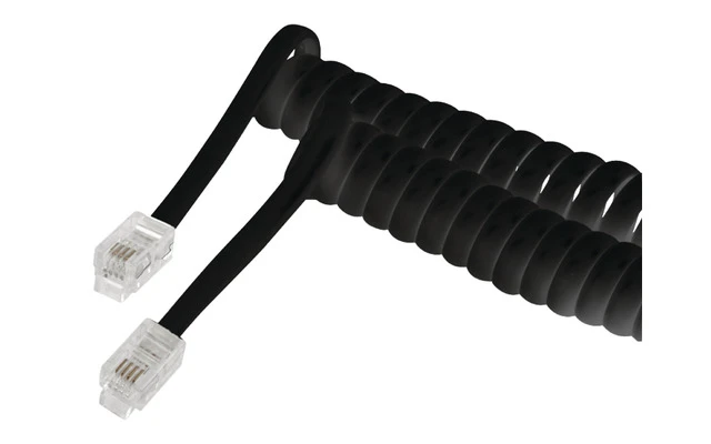 Cable espiral para auricular RJ10 macho RJ10 macho 2,00m negro - Valueline VLTP90100B20