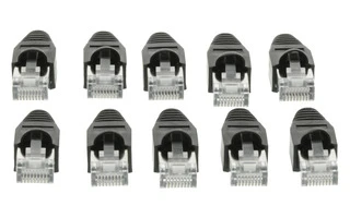 Conector de red RJ45 macho CAT5 con funda protectora negra, 10 unidades - Valueline VLCP89350B