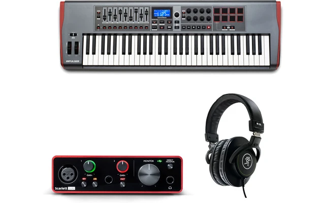 Novation Impulse 61 + Focusrite Scarlett Solo 3Rd Gen + Mackie MC-150