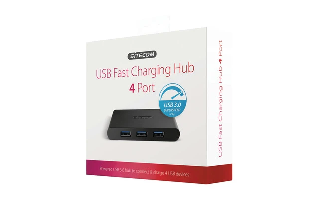 Hub 4-Port USB 3.0 Motorizado Negro - Sitecom CN-085