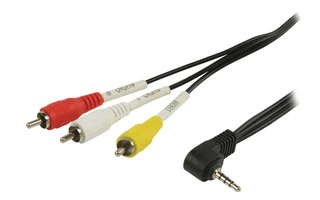Cable Jack AV de jack AV 3,5 mm macho a 3 x RCA macho de 1,00 m en color negro