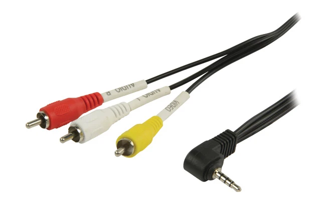 Cable Jack AV de jack AV 3,5 mm macho a 3 x RCA macho de 1,00 m en color negro