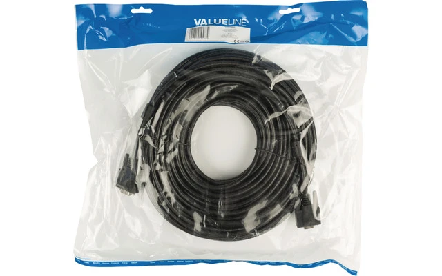 Cable alargador VGA macho - VGA hembra de 30,00 m en color negro Valueline