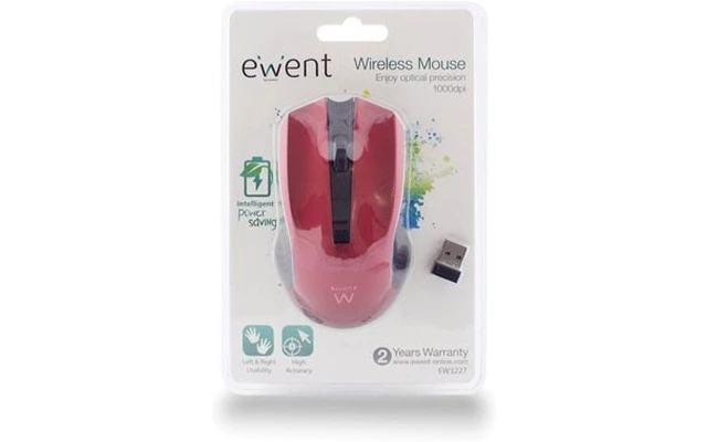 eWent Ratón óptico inalámbrico de 1000 dpi - Color Rojo
