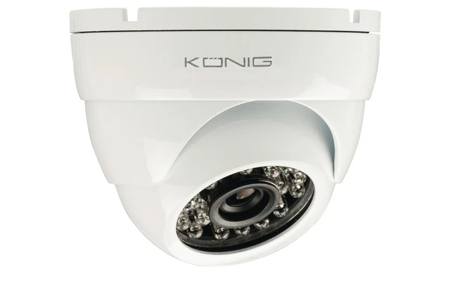 Cámara domo de seguridad con 700 TVL y cable de 18 m incluido, blanca - König SAS-CAM1210