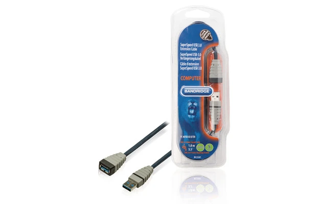 Cable de Extensión USB 3.0 A Macho - A Hembra Redondo Azul - Bandridge BCL5301