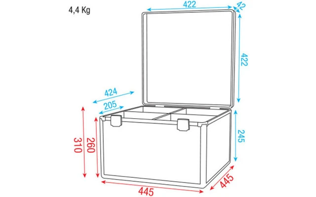 Flightcase para 4 Focos PAR 56 o minicabezas móviles