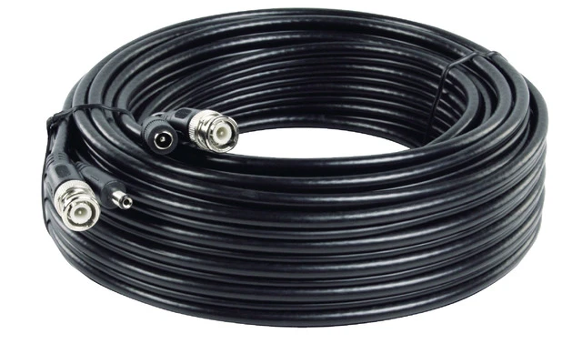 Cable coaxial de seguridad RG59 y cable de alimentación de CC de 50,0 metros