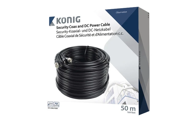 Cable coaxial de seguridad RG59 y cable de alimentación de CC de 50,0 metros