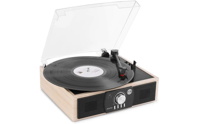 Fenton RP175LW Giradiscos y receptor Bluetooth acabado madera clara USB