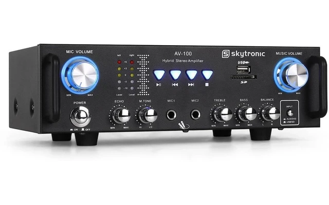 SkyTronic AV-100 - Amplificador estereo Karaoke MP3