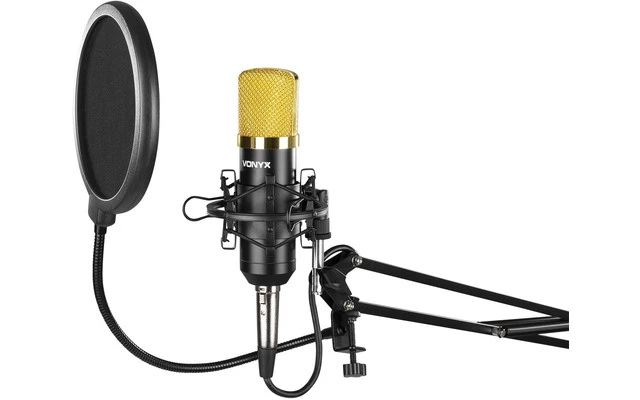 Vonyx CMS400B Conjunto Estudio / Micro de condensor con soporte y paravientos