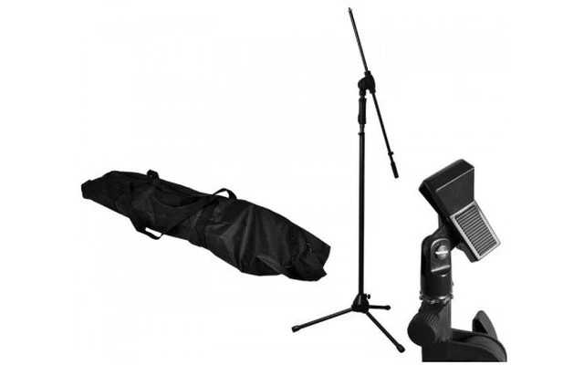 QP Audio SET ST MIC - Pie micrófono negro + clip + bolsa