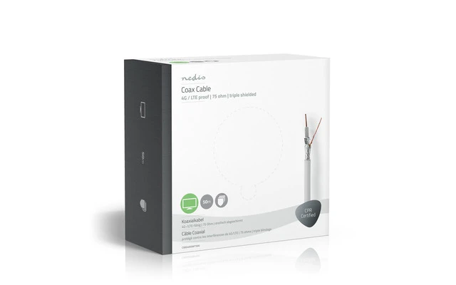 Cable Coaxial - Compatible con 4G/LTE - 50,0 m - Caja de Regalo - Blanco - Nedis CSBG4050WT500