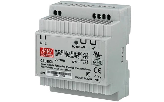 FUENTE DE ALIMENTACIÓN - 1 SALIDA - 60 W - MONTAJE EN CARRIL DIN - 12 V 4.5 A - SÓLO PARA EL USO