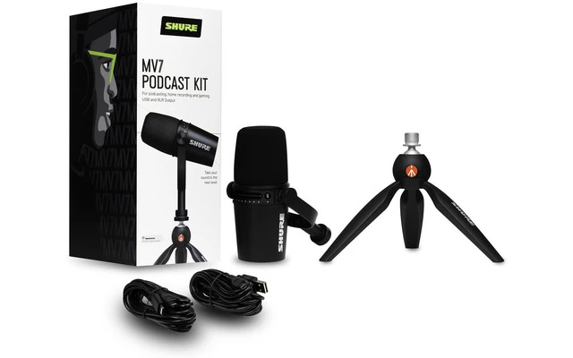 Shure Motiv MV7 k Micrófono vocal dinámico, hibrido XLR/USB Negro + Stand