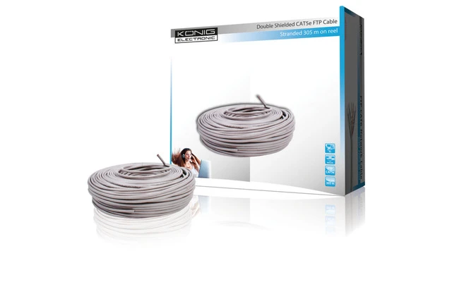 Cable SFTP CAT5E par trenzado en bobina de 305 m - König CMP-SFTP5R305