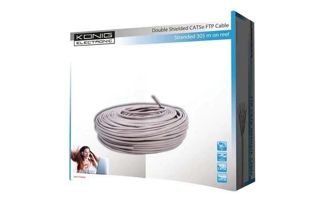 Cable SFTP CAT5E par trenzado en bobina de 305 m - König CMP-SFTP5R305