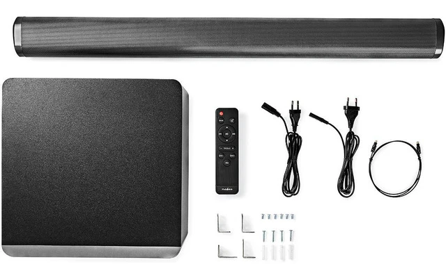 Barra de Sonido - 390 W - 2.1 - Bluetooth - Subwoofer - Control Remoto - Soporte en Pared