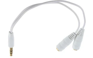 Duplicador de auriculares - 2 x MiniJack 3,5mm Hembra a Mini-Jack 3.5mm Macho - Color Blanco