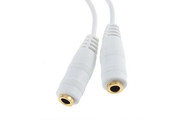 Duplicador de auriculares - 2 x MiniJack 3,5mm Hembra a Mini-Jack 3.5mm Macho - Color Blanco