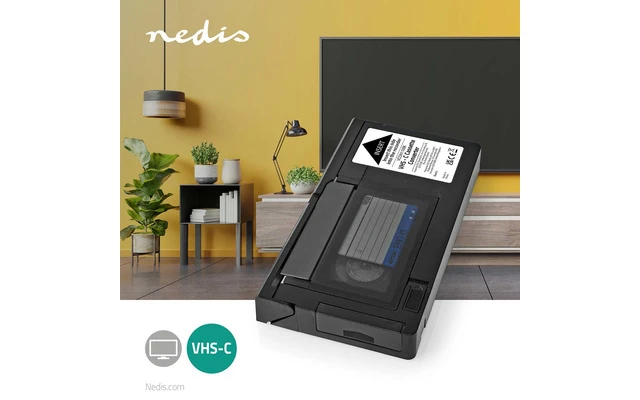 Convertidor VHS - Conversión: VHS-C a VHS - Plug & Play - Negro