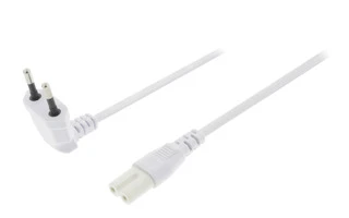 Cable de Alimentación Europeo en Ángulo Macho - IEC-320-C7 de 2,00 m Blanco - Valueline VLEP1105