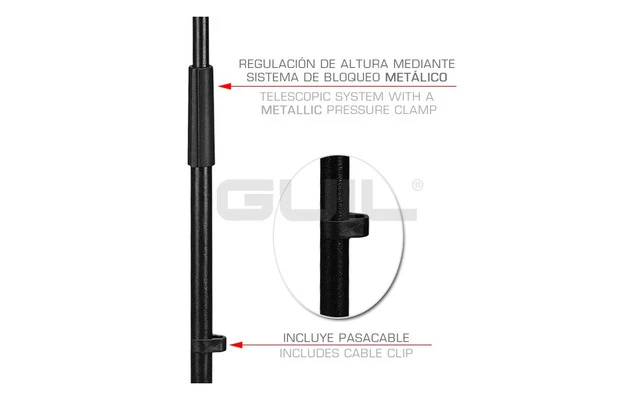 Guil PM-20 Pie de micro reforzado con jirafa telescópica con doble rosca