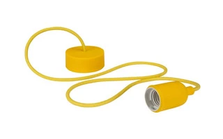 Lámpara de diseño con cable de tela - para colgar del techo - color Amarillo