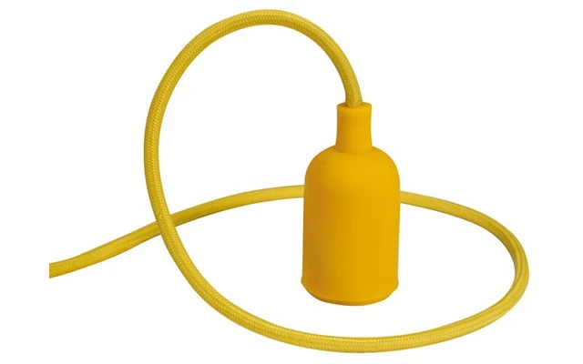 Lámpara de diseño con cable de tela - para colgar del techo - color Amarillo