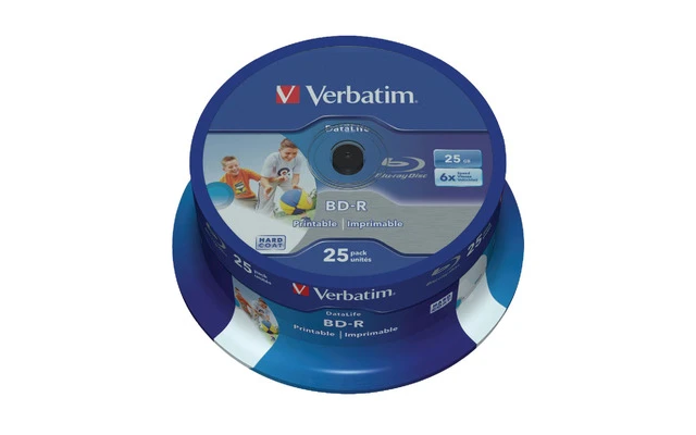 Verbatim 43811 - BD-R SL Datalife 25GB 6x Wide Inkjet Printable 25 Pack