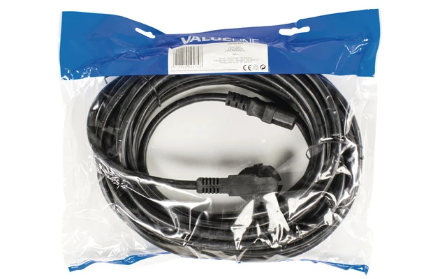 Cable de alimentación Schuko macho en ángulo - IEC-320-C13 de 10.00 m en color negro