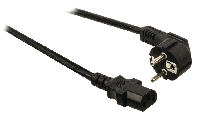 Cable de alimentación Schuko macho en ángulo - IEC-320-C13 de 10.00 m en color negro