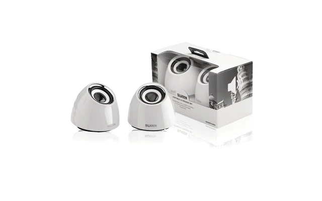 Juego de 2 altavoces USB 2.0 portátiles con potencia de 3 W en color blanco - Sweex SW20SPS100WH