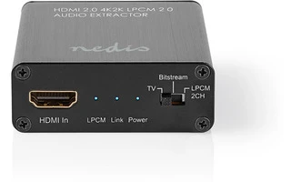 HDMI Audio Extractor - Digital estereo - 1x HDMI Input - 1x HDMI Output + TosLink + 3.5 mm