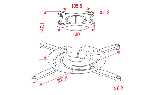 DMT PRB-4 Soporte de techo universal para proyector, de plata