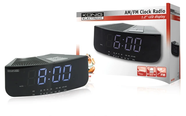 Radio despertador AM/FM con LED blanco