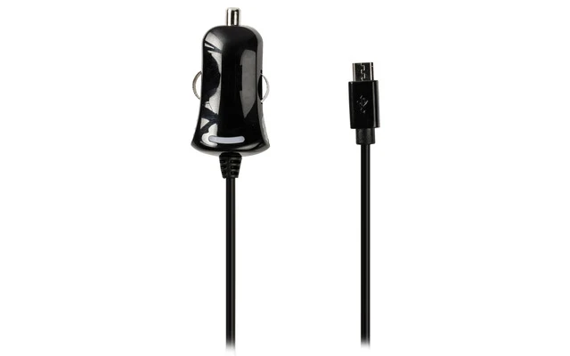 Cargador de auto micro USB, Micro USB macho - conector de automóvil de 12V, 1 m, de color negro 