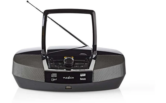Imagenes de Boombox - 12 W - Bluetooth - Reproductor de CD/radio FM/USB/entrada auxiliar - Negro